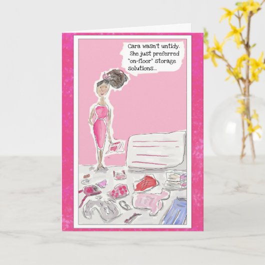 女性おもしろい向けの漫画グリーティングカード カード (黄色い花)