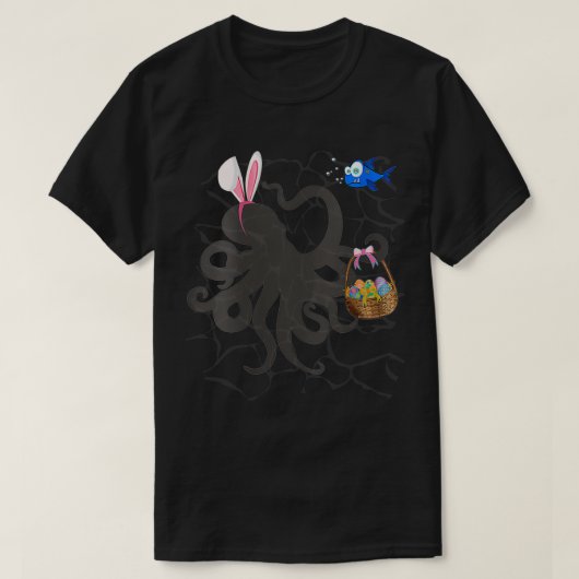 女性おもしろい復活祭タコ復活祭バスケットとパン Tシャツ (デザイン正面)