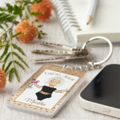 女性おもしろい漫画グレイヘアクルーズトロピカル キーホルダー (正面右)