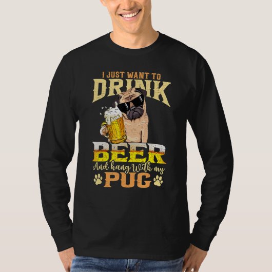 女性おもしろい男性AduのためのPugビールの日のマッチングTee Tシャツ (正面)