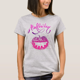 女性おもしろい衣装Tシャツ用カボチャ顔 Tシャツ