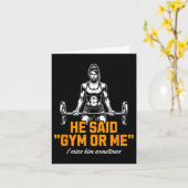 女性おもしろい重量挙げボディビルことわざ勾配 カード (黄色い花)