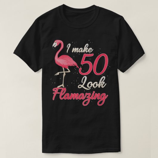 女性おもしろい50歳の女性ギフトフラミンゴ50th tシャツ (デザイン正面)