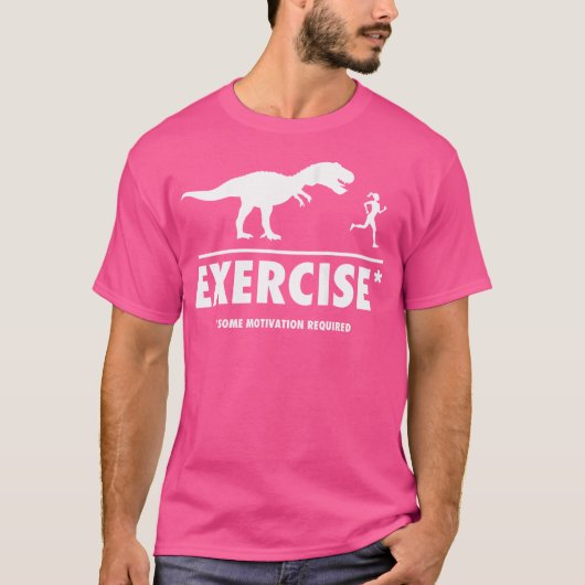 女性おもしろいTレックスエクササイズ動機づけ Tシャツ (正面)
