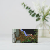 女性およびオークの木の着色されたクラシックなイラストレーション 名刺 (スタンド正面)