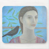 女性およびクロドリは1才です マウスパッド (正面)