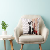 女性およびタキシード猫 クッション (椅子)