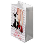 女性およびタキシード猫 スモールペーパーバッグ (正面アングル)