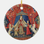 女性およびユニコーン: 「私のdesireだけに セラミックオーナメント (裏面)