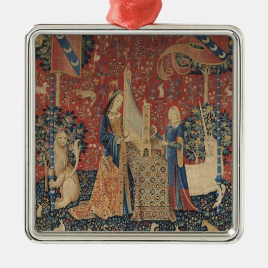 女性およびユニコーン: 「Hearing メタルオーナメント (正面)