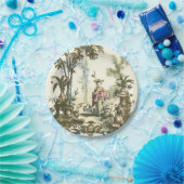 女性および動物が付いているアジア庭 ペーパープレート (パーティー)