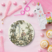 女性および動物が付いているアジア庭 ペーパープレート (パーティー)