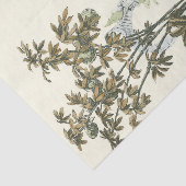 女性および動物が付いているアジア庭 薄葉紙 (詳細)