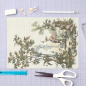女性および動物が付いているアジア庭 薄葉紙 (クラフト)