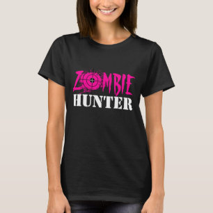 女性および女の子のためのピンクのゾンビのハンターのTシャツ Tシャツ