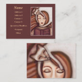 女性および彼女のシャム猫の名刺 名刺 (正面/裏面)