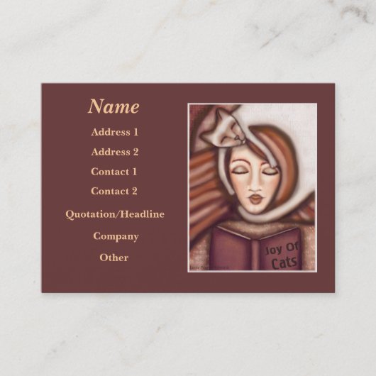 女性および彼女のシャム猫の名刺 名刺 (正面)