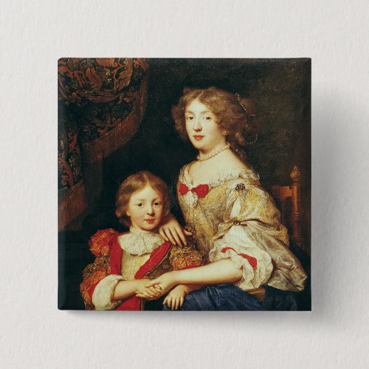 女性および彼女の息子 缶バッジ (正面)