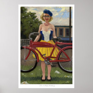 女性および自転車(De Kooningの後で) ポスター