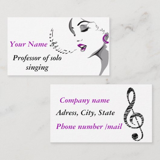 女性および音楽 名刺 (正面/裏面)