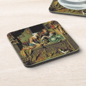 女性および魚の行商人1713年(パネルの油) コースター (左側)