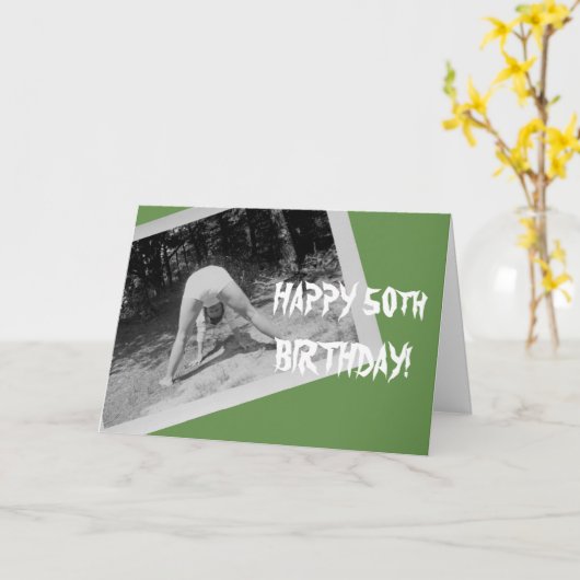 女性お尻ハッピー50誕生日カードおもしろいヴィンテージ カード (黄色い花)