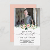 女性お祝いの生活招待状写真 招待状 (正面/裏面)