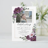 女性お祝い（フォトパープル） 招待状 (スタンド正面)