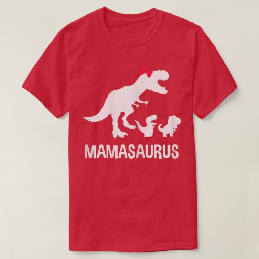 女性かわいいディノ恋人の子供たち素敵なママHoli Tシャツ (デザイン正面)