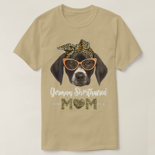 女性かわいいドイツ短編母ヒョウ犬ママ Tシャツ (デザイン正面)
