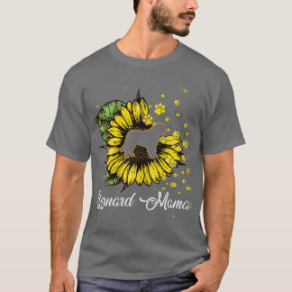 女性かわいいベルナードママサンフラワードッグママママママママママママママザーズ Tシャツ