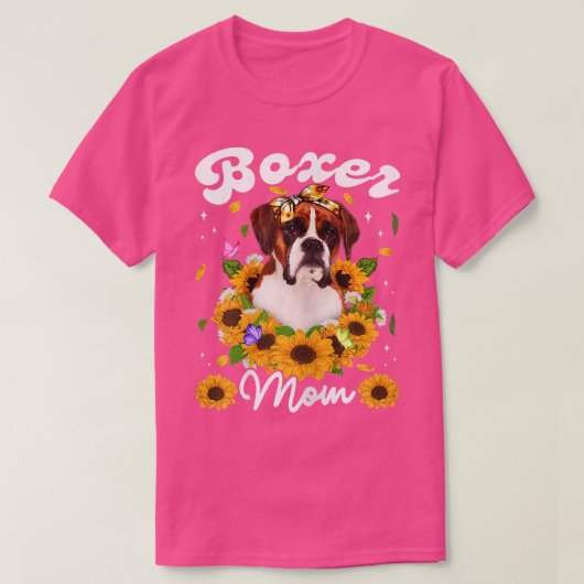女性かわいいボーアドッグママひまわり母の日 Tシャツ (デザイン正面)