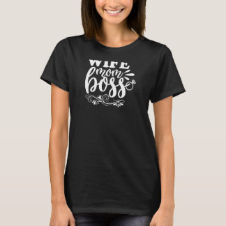 女性かわいい妻ママボスママとママの妻とボー Tシャツ