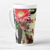 女性かわいらしアートコラージュ カフェラテマグ (左アングル)