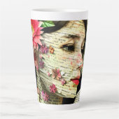 女性かわいらしアートコラージュ カフェラテマグ (正面)