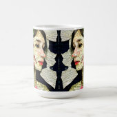 女性かわいらしアートコラージュ コーヒーマグカップ (中央)