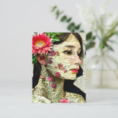 女性かわいらしアートコラージュ ポストカード (スタンド正面)