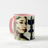 女性かわいらしアートコラージュ マグカップ (正面左)