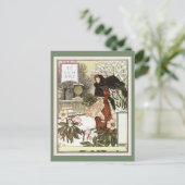 女性かわいらし庭師クラシックスフランスのイス美術 ポストカード (スタンド正面)