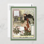 女性かわいらし庭師クラシックスフランスのイス美術 ポストカード (正面/裏面)