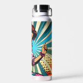 女性かわいらし踊りサルサアポップ・アートのート ウォーターボトル (背面)