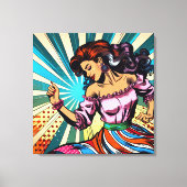 女性かわいらし踊りサルサアポップ・アートのート キャンバスプリント (正面)