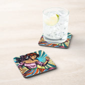 女性かわいらし踊りサルサアポップ・アートのート コースター (右側)