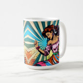 女性かわいらし踊りサルサアポップ・アートのート コーヒーマグカップ (正面右)