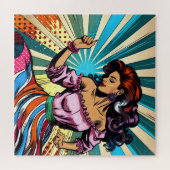 女性かわいらし踊りサルサアポップ・アートのート ジグソーパズル (横)
