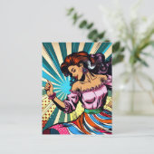 女性かわいらし踊りサルサアポップ・アートのート ポストカード (スタンド正面)