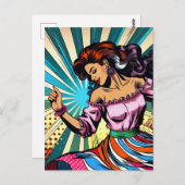 女性かわいらし踊りサルサアポップ・アートのート ポストカード (正面/裏面)