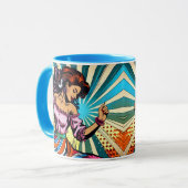 女性かわいらし踊りサルサアポップ・アートのート マグカップ (正面左)