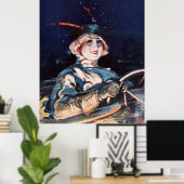 女性かわいらし運転車， 1920年代 ポスター (ホームオフィス)