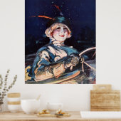 女性かわいらし運転車， 1920年代 ポスター (キッチン)